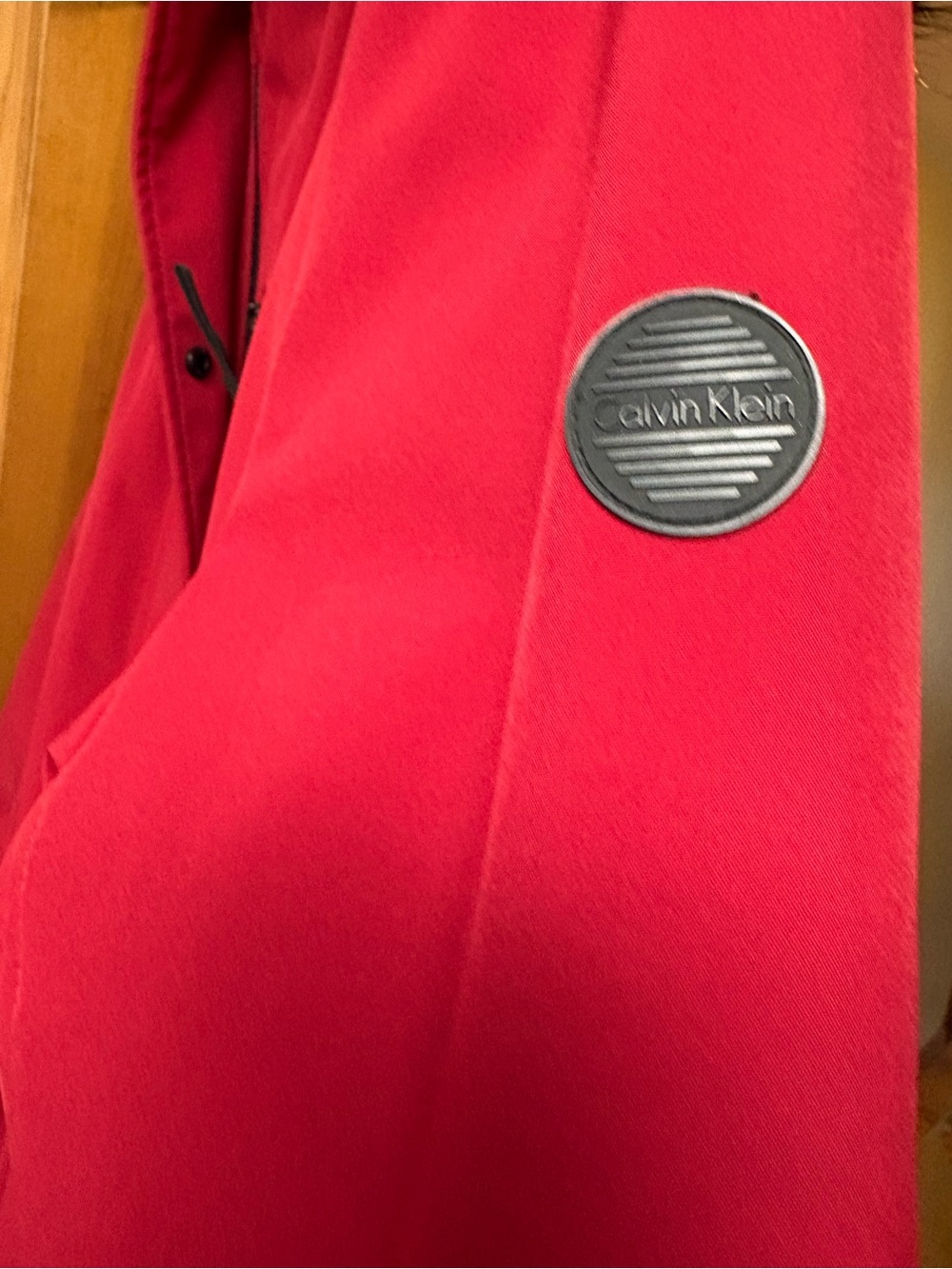 Calvin Klein Red Faux Fur Lined Parka Coat Women’s Size L - Picture 5 of 10
